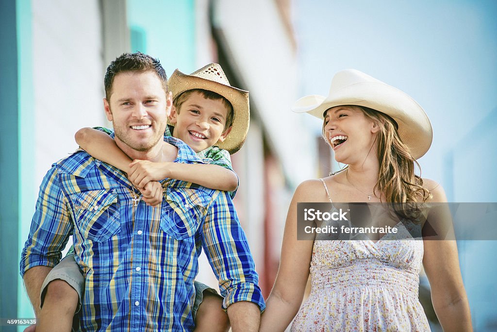 Western family having fun outdoors