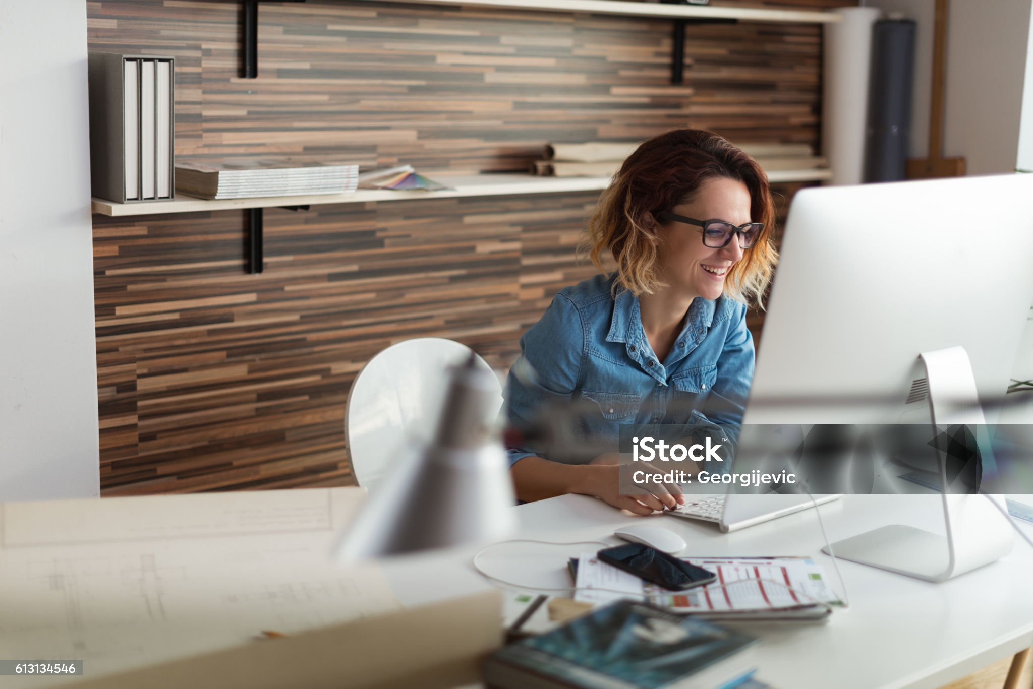 business woman working in her office